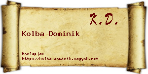 Kolba Dominik névjegykártya